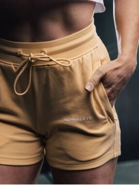ALPHALETE Athletics Sweat Shorts Tan XS Extra Small New